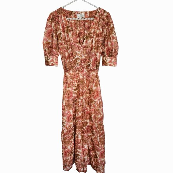 Trovata Birds of Paradis Paisley Midi Dress Womens Medium Boho Cottage Retro NEW - Picture 1 of 13